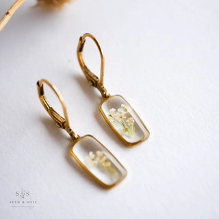 Tiny Rectangle Huggie Hoops Seed & Soil Botanical Jewelry