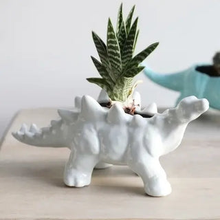 White Stegosaurus Planter