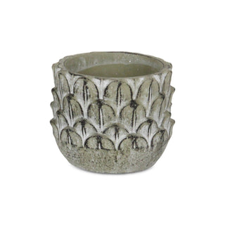 Alia Round Feather Pattern Cement Pot