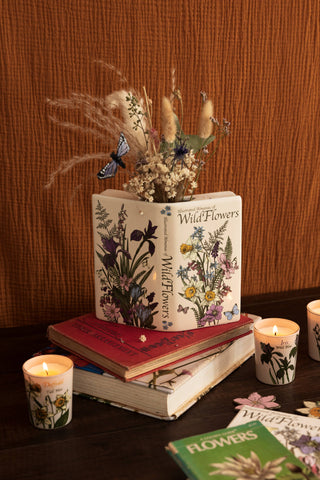 Open Book Vase, Wildflowers