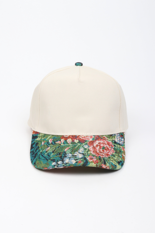 Floral Print Brocade  Baseball Hat