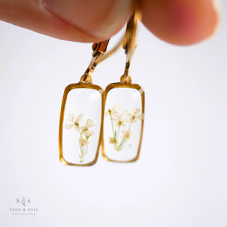 Tiny Rectangle Huggie Hoops Seed & Soil Botanical Jewelry