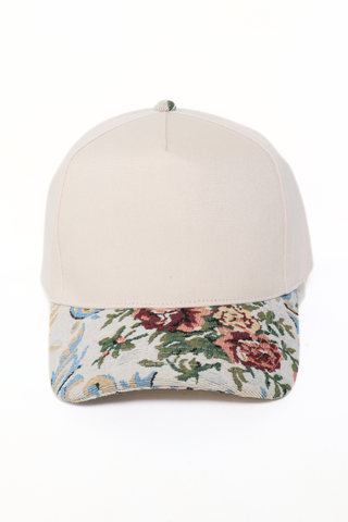 Floral Print Brocade  Baseball Hat