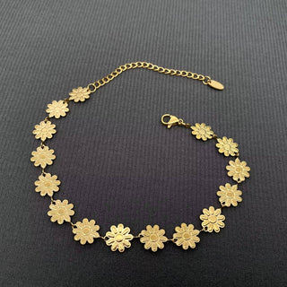 18K Gold Plated S.Steel Enamel Daisy Linked Bracelet - FGS