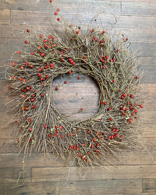 Fresh Rosehip & Twig Wreath 14"