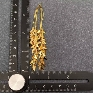 18K Gold Plated Metal Leaves Firnge Post Earrings