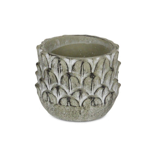 Alia Round Feather Pattern Cement Pot