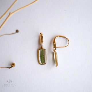 Tiny Rectangle Huggie Hoops Seed & Soil Botanical Jewelry