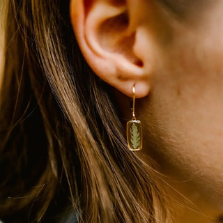 Tiny Rectangle Huggie Hoops Seed & Soil Botanical Jewelry