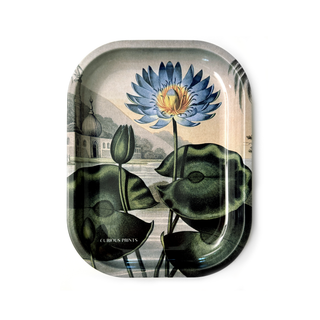 Small Metal Blue Lotus Water Lily Trinket Tray