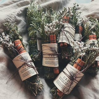 CEDAR SMOKE CLEANSING STICK + Rosemary, Thyme + Cinnamon