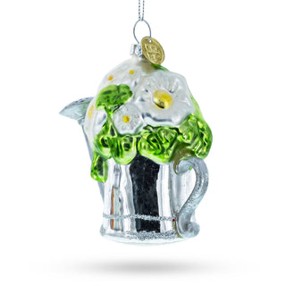 Floral Watering Can Glass Ornament