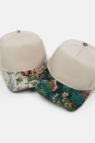 Floral Print Brocade  Baseball Hat