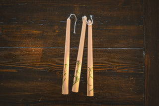 Pink Floral Inlaid Tapered Candle