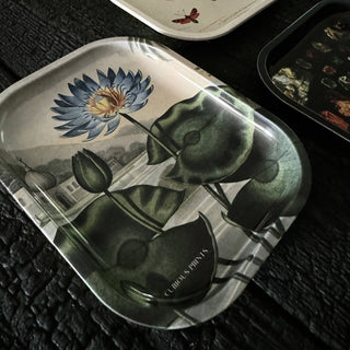 Small Metal Blue Lotus Water Lily Trinket Tray