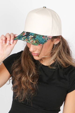 Floral Print Brocade  Baseball Hat