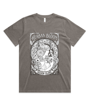 Herban Bloom Alphonse Mucha Inspired Tee | Faded Grey