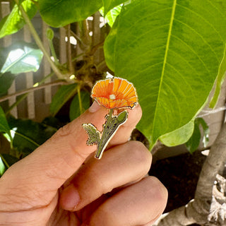 California Poppy Flower Enamel Pin