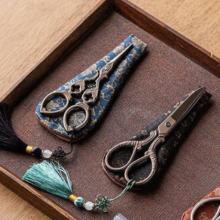 Vintage Style Embroidery Scissors with Random Brocade Sheath