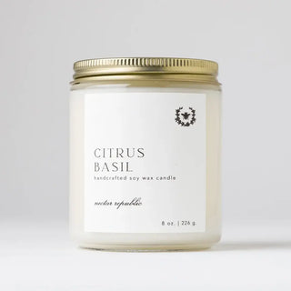Citrus Basil Jar Soy Candle | fresh herbs lemon kitchen