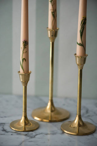 Pink Floral Inlaid Tapered Candle