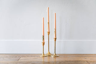 Pink Floral Inlaid Tapered Candle