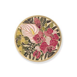 Exotic Floral Gold Drink Coasters 