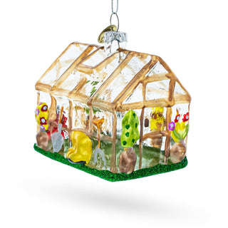 Gardener's Dream Greenhouse and Tools Glass Ornament