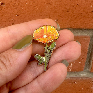 California Poppy Flower Enamel Pin