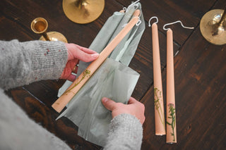 Pink Floral Inlaid Tapered Candle