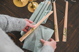 Pink Floral Inlaid Tapered Candle